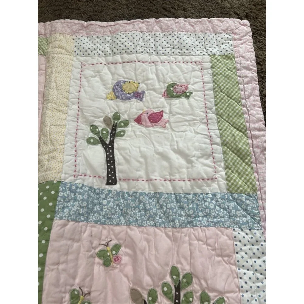Pottery‎ Barn Kids Hayley Owl Birds Floral 50/36” Baby Toddler Crib Quilt